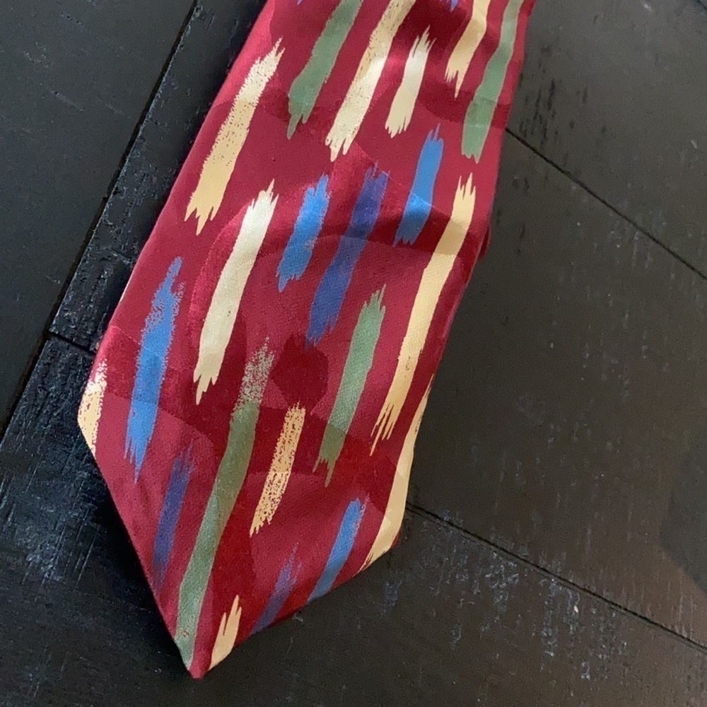 Oscar de la Renta Silk Burgundy Pattern Tie​​​​​ - Picture 2 of 7